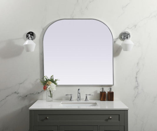 Elegant Furniture & Lighting - Blaire Metal Frame Arch Mirror 36x34 Inch in Silver - MR1B3634SIL veiw 2