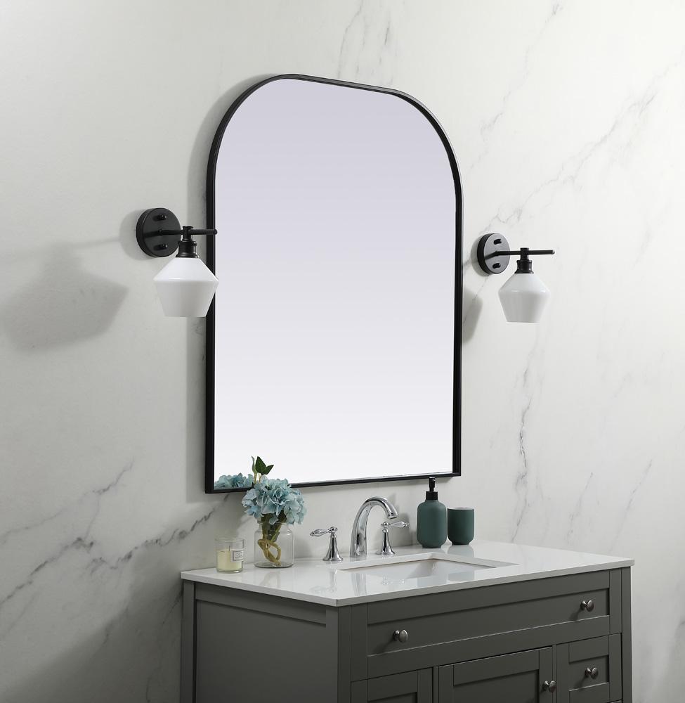 Elegant Furniture & Lighting - Blaire Metal Frame Arch Mirror 36x42 Inch in Black - MR1B3642BLK veiw 3