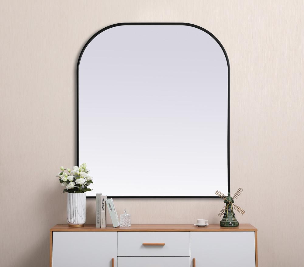 Elegant Furniture & Lighting - Blaire Metal Frame Arch Mirror 36x42 Inch in Black - MR1B3642BLK veiw 4