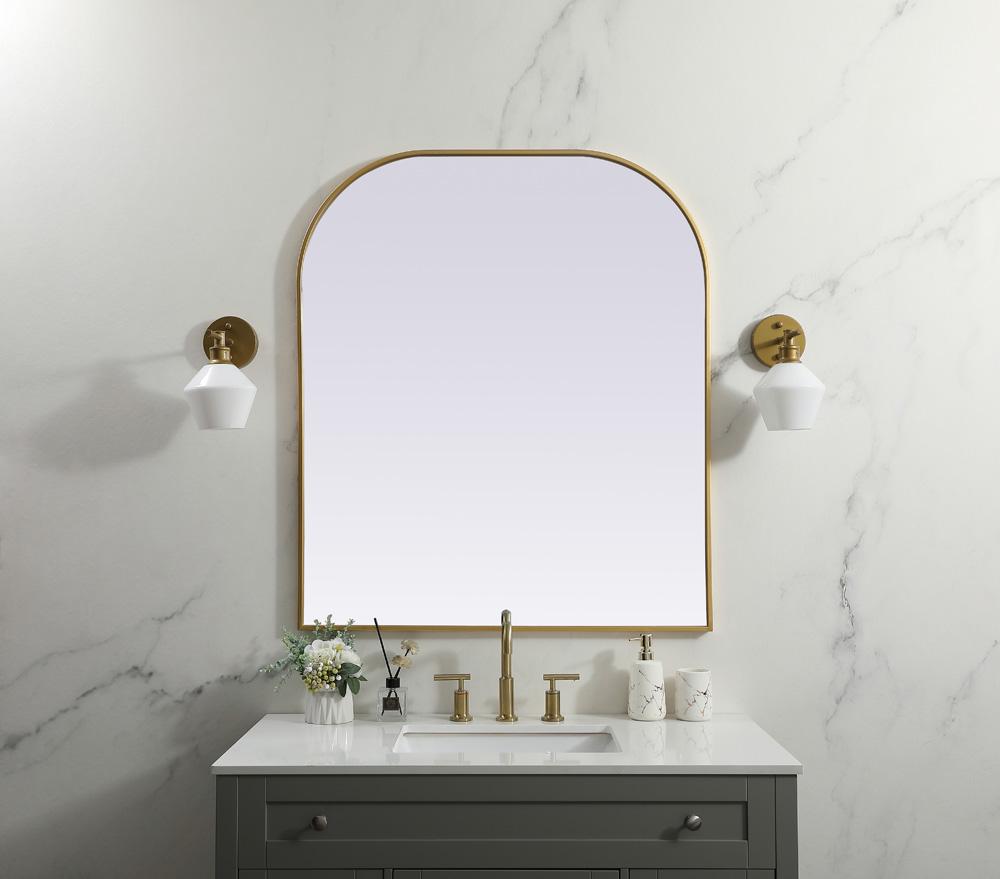 Elegant Furniture & Lighting - Blaire Metal Frame Arch Mirror 36x42 Inch in Brass - MR1B3642BRS veiw 3