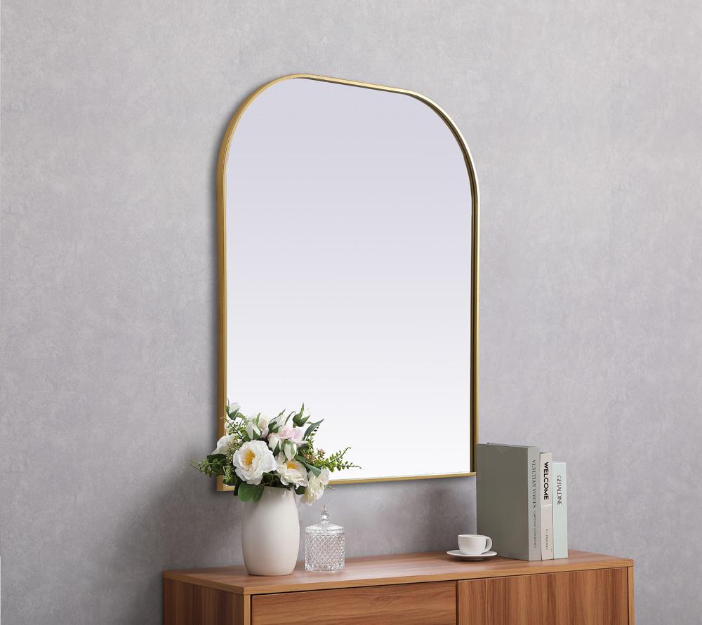 Elegant Furniture & Lighting - Blaire Metal Frame Arch Mirror 36x42 Inch in Brass - MR1B3642BRS veiw 8