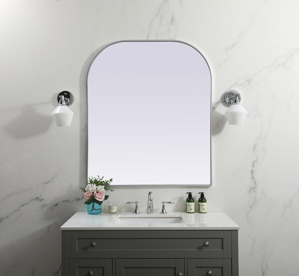 Elegant Furniture & Lighting - Blaire Metal Frame Arch Mirror 36x42 Inch in Silver - MR1B3642SIL veiw 2