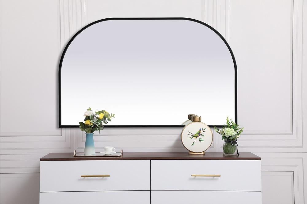 Elegant Furniture & Lighting - Blaire Metal Frame Arch Mirror 39x24 Inch in Black - MR1B3924BLK veiw 2