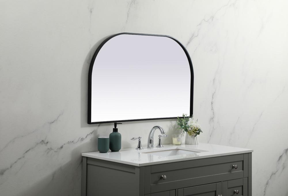 Elegant Furniture & Lighting - Blaire Metal Frame Arch Mirror 39x24 Inch in Black - MR1B3924BLK veiw 5