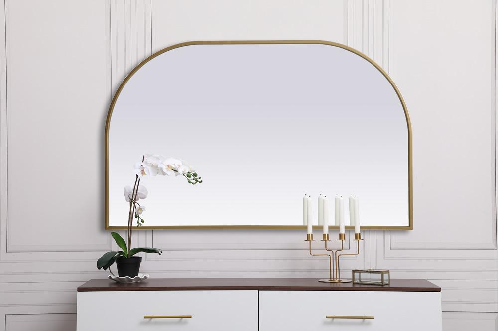 Elegant Furniture & Lighting - Blaire Metal Frame Arch Mirror 39x24 Inch in Brass - MR1B3924BRS veiw 2