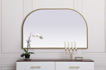 Elegant Furniture & Lighting - Blaire Metal Frame Arch Mirror 39x24 Inch in Brass - MR1B3924BRS veiw 2