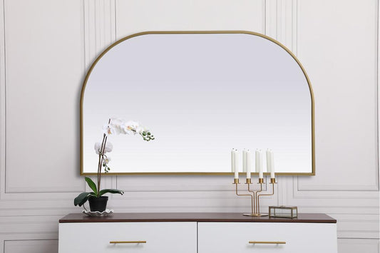 Elegant Furniture & Lighting - Blaire Metal Frame Arch Mirror 39x24 Inch in Brass - MR1B3924BRS veiw 2