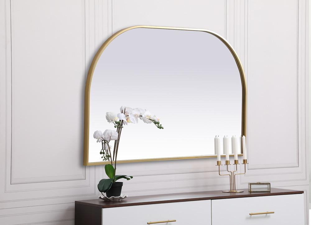 Elegant Furniture & Lighting - Blaire Metal Frame Arch Mirror 39x24 Inch in Brass - MR1B3924BRS veiw 3