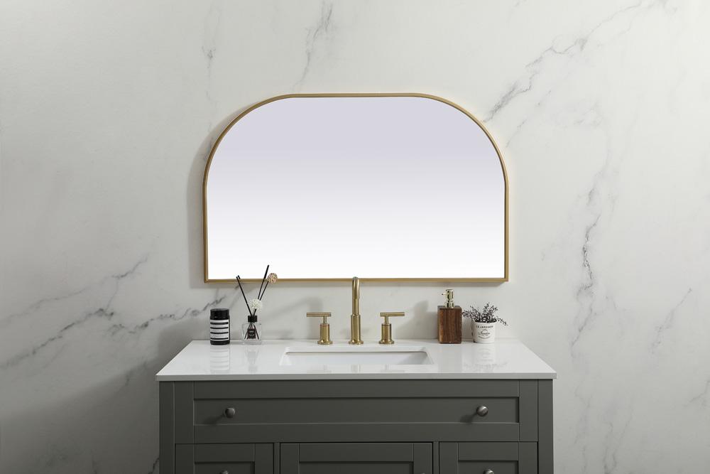Elegant Furniture & Lighting - Blaire Metal Frame Arch Mirror 39x24 Inch in Brass - MR1B3924BRS veiw 4