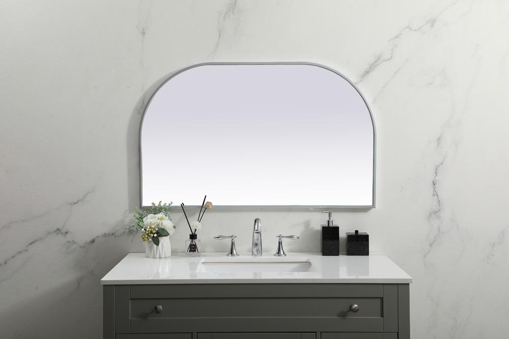 Elegant Furniture & Lighting - Blaire Metal Frame Arch Mirror 39x24 Inch in Silver - MR1B3924SIL veiw 4
