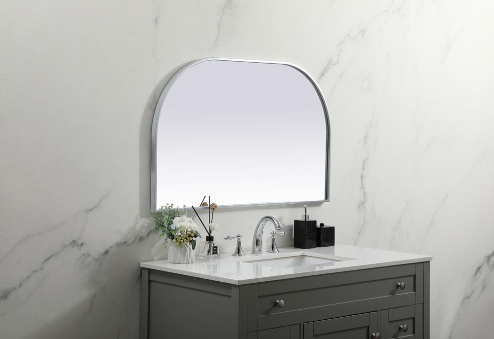 Elegant Furniture & Lighting - Blaire Metal Frame Arch Mirror 39x24 Inch in Silver - MR1B3924SIL veiw 5