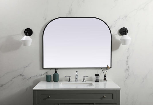 Elegant Furniture & Lighting - Blaire Metal Frame Arch Mirror 40x30 Inch in Black - MR1B4030BLK veiw 2