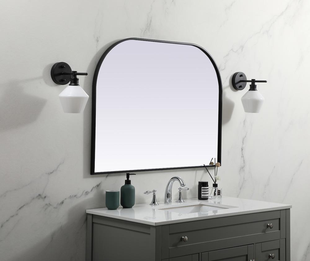 Elegant Furniture & Lighting - Blaire Metal Frame Arch Mirror 40x30 Inch in Black - MR1B4030BLK veiw 3