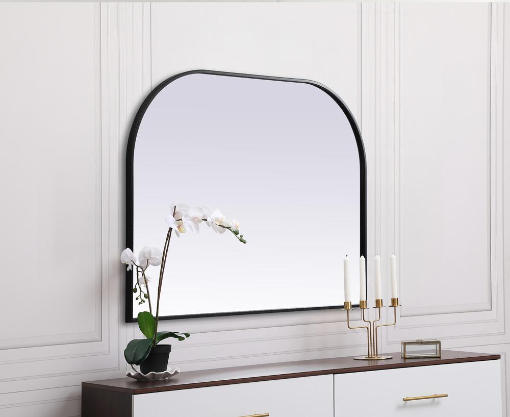 Elegant Furniture & Lighting - Blaire Metal Frame Arch Mirror 40x30 Inch in Black - MR1B4030BLK veiw 5