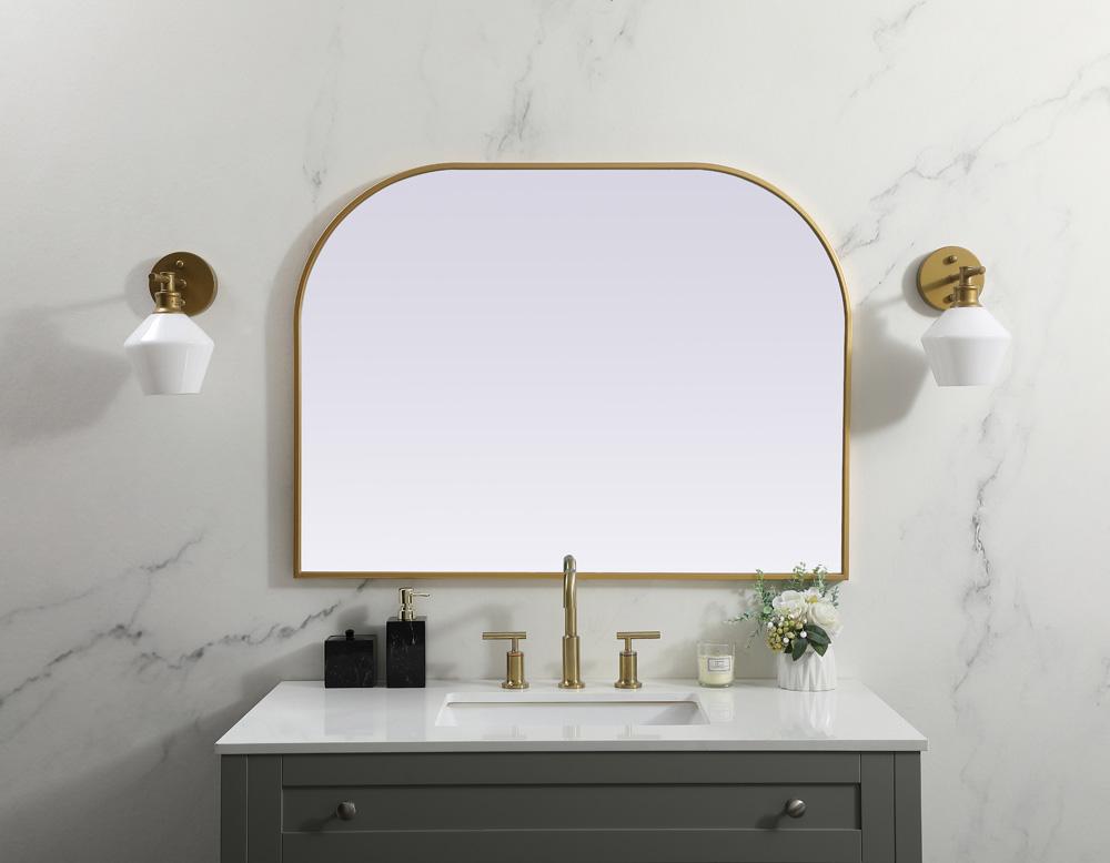 Elegant Furniture & Lighting - Blaire Metal Frame Arch Mirror 40x30 Inch in Brass - MR1B4030BRS veiw 2