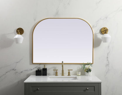 Elegant Furniture & Lighting - Blaire Metal Frame Arch Mirror 40x30 Inch in Brass - MR1B4030BRS veiw 2