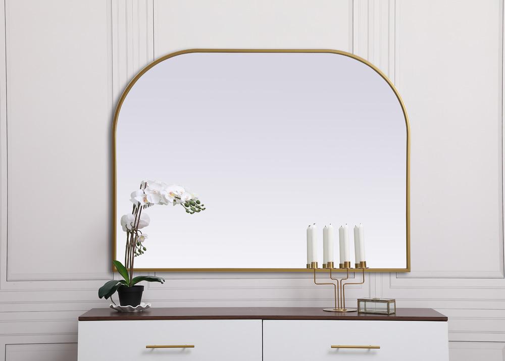 Elegant Furniture & Lighting - Blaire Metal Frame Arch Mirror 40x30 Inch in Brass - MR1B4030BRS veiw 4