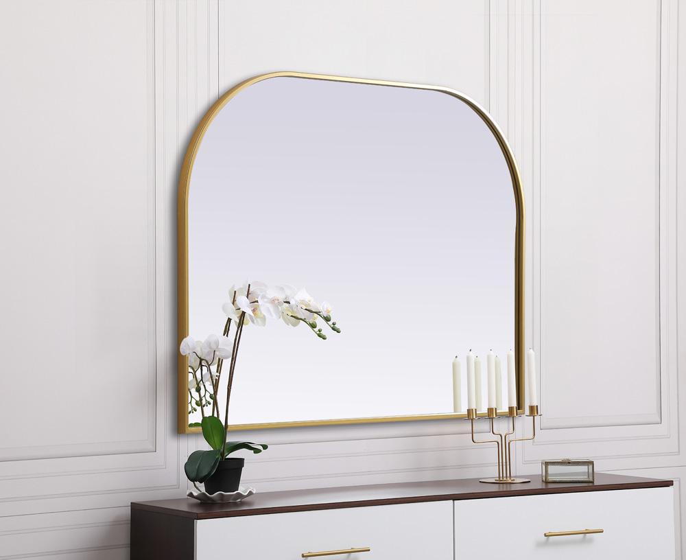 Elegant Furniture & Lighting - Blaire Metal Frame Arch Mirror 40x30 Inch in Brass - MR1B4030BRS veiw 5
