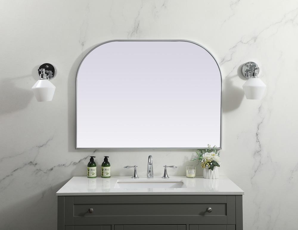 Elegant Furniture & Lighting - Blaire Metal Frame Arch Mirror 40x30 Inch in Silver - MR1B4030SIL veiw 2