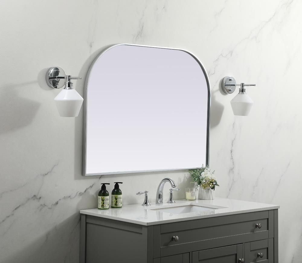 Elegant Furniture & Lighting - Blaire Metal Frame Arch Mirror 40x30 Inch in Silver - MR1B4030SIL veiw 3