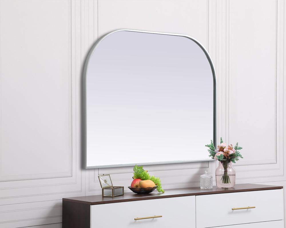 Elegant Furniture & Lighting - Blaire Metal Frame Arch Mirror 40x30 Inch in Silver - MR1B4030SIL veiw 5