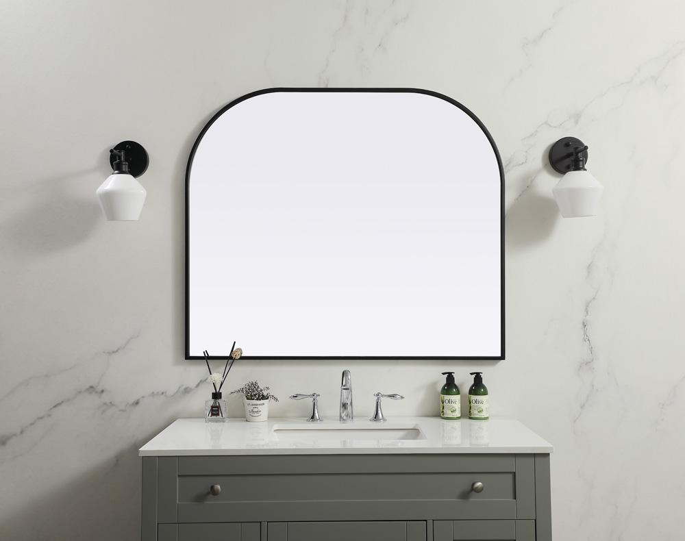 Elegant Furniture & Lighting - Blaire Metal Frame Arch Mirror 40x34 Inch in Black - MR1B4034BLK veiw 2