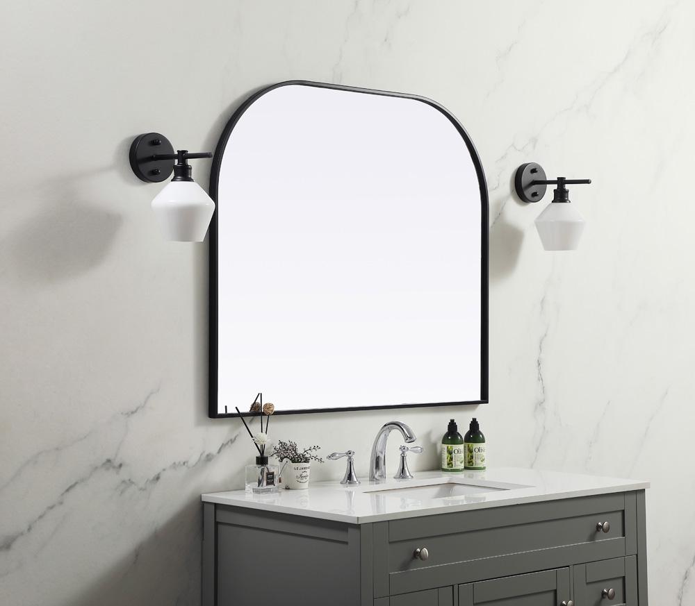 Elegant Furniture & Lighting - Blaire Metal Frame Arch Mirror 40x34 Inch in Black - MR1B4034BLK veiw 3