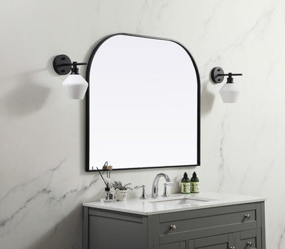 Elegant Furniture & Lighting - Blaire Metal Frame Arch Mirror 40x34 Inch in Black - MR1B4034BLK veiw 3