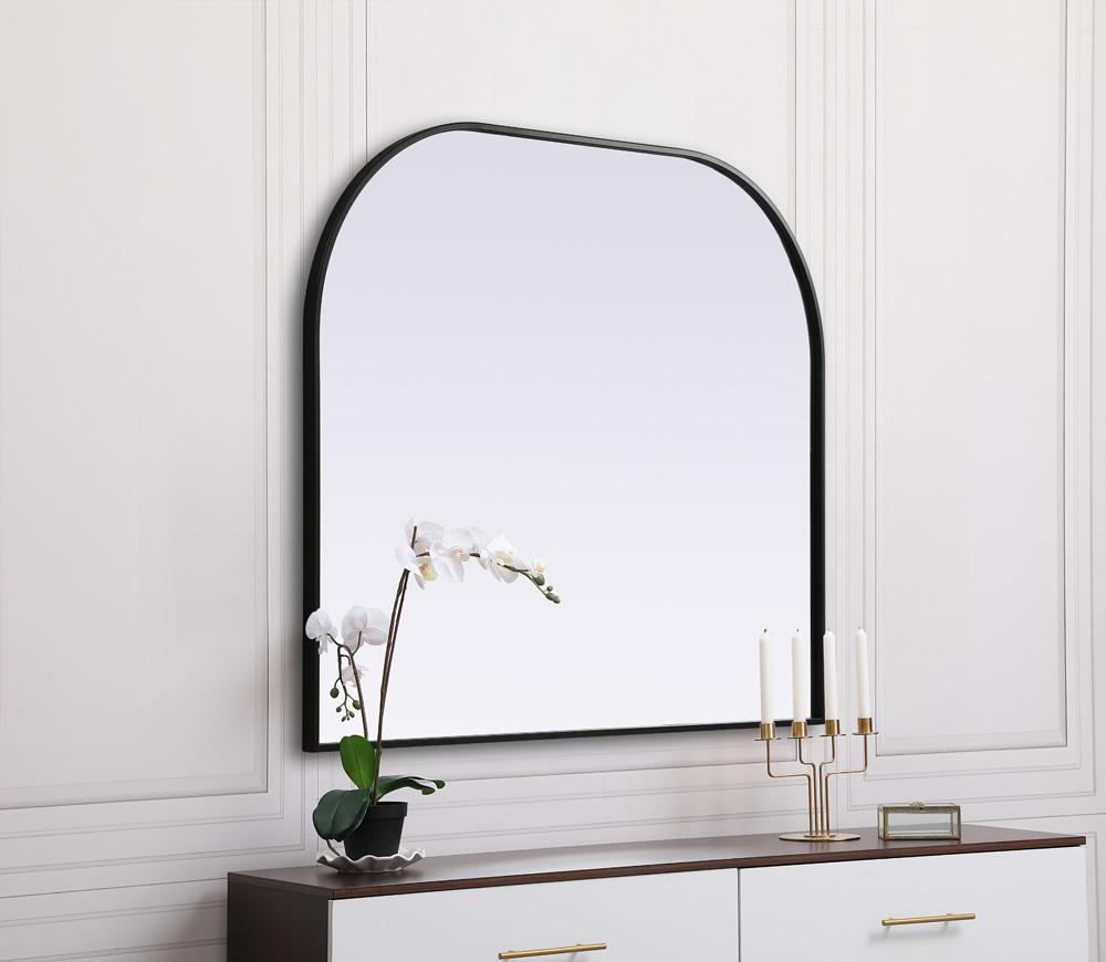 Elegant Furniture & Lighting - Blaire Metal Frame Arch Mirror 40x34 Inch in Black - MR1B4034BLK veiw 5