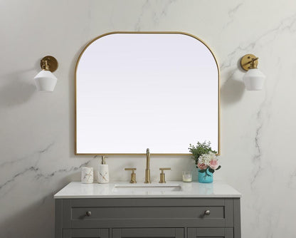 Elegant Furniture & Lighting - Blaire Metal Frame Arch Mirror 40x34 Inch in Brass - MR1B4034BRS veiw 2