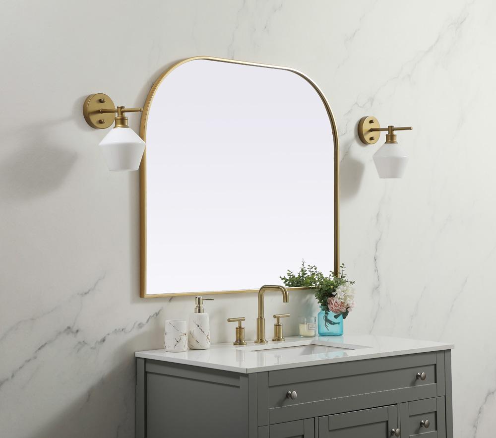 Elegant Furniture & Lighting - Blaire Metal Frame Arch Mirror 40x34 Inch in Brass - MR1B4034BRS veiw 3