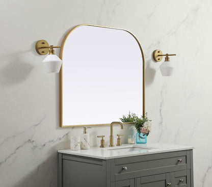 Elegant Furniture & Lighting - Blaire Metal Frame Arch Mirror 40x34 Inch in Brass - MR1B4034BRS veiw 3