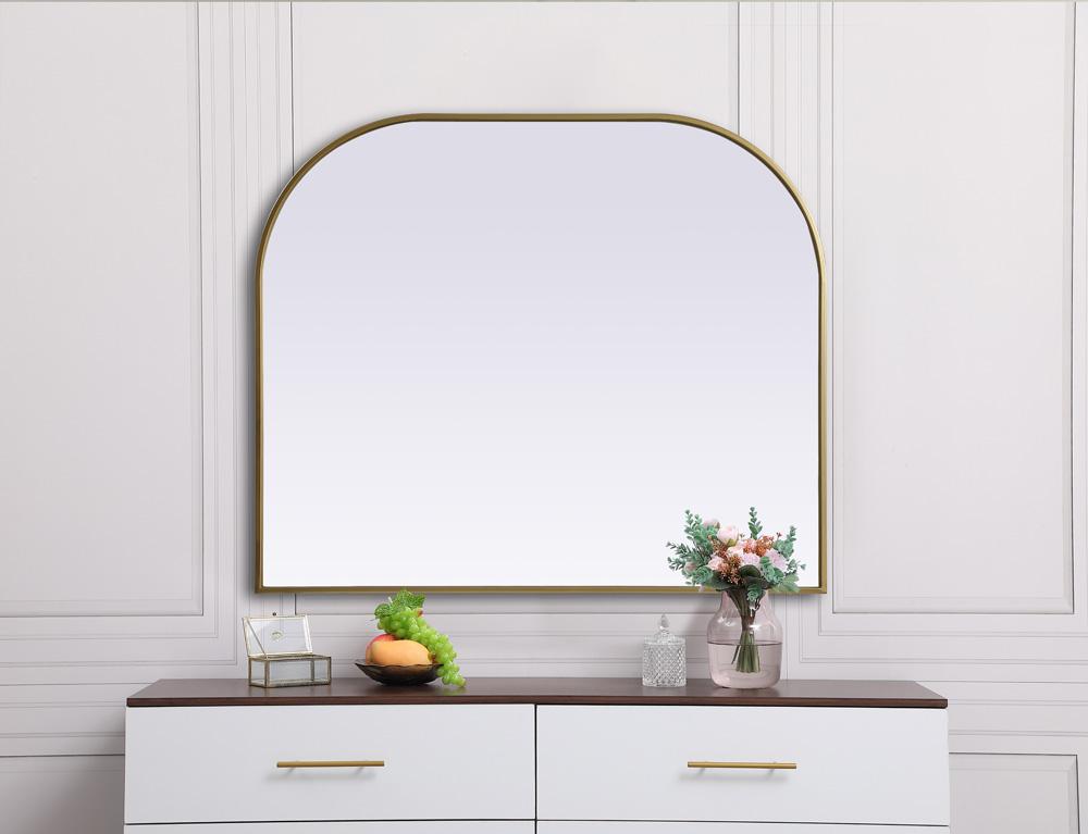 Elegant Furniture & Lighting - Blaire Metal Frame Arch Mirror 40x34 Inch in Brass - MR1B4034BRS veiw 4