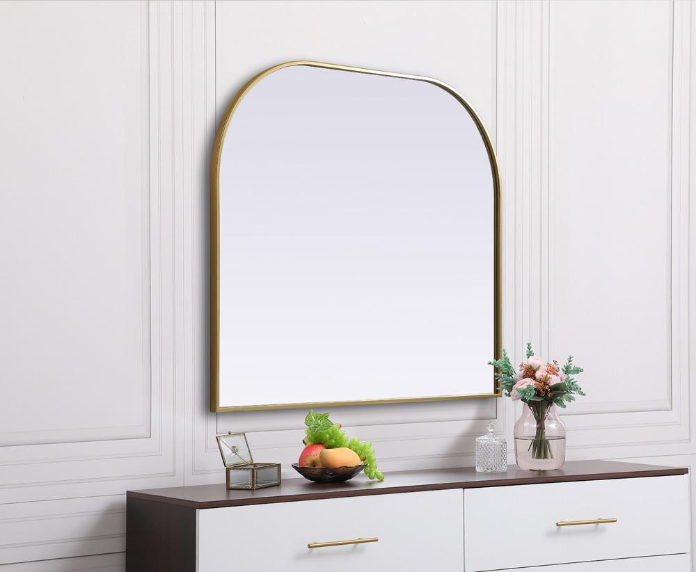 Elegant Furniture & Lighting - Blaire Metal Frame Arch Mirror 40x34 Inch in Brass - MR1B4034BRS veiw 5