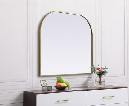 Elegant Furniture & Lighting - Blaire Metal Frame Arch Mirror 40x34 Inch in Brass - MR1B4034BRS veiw 5