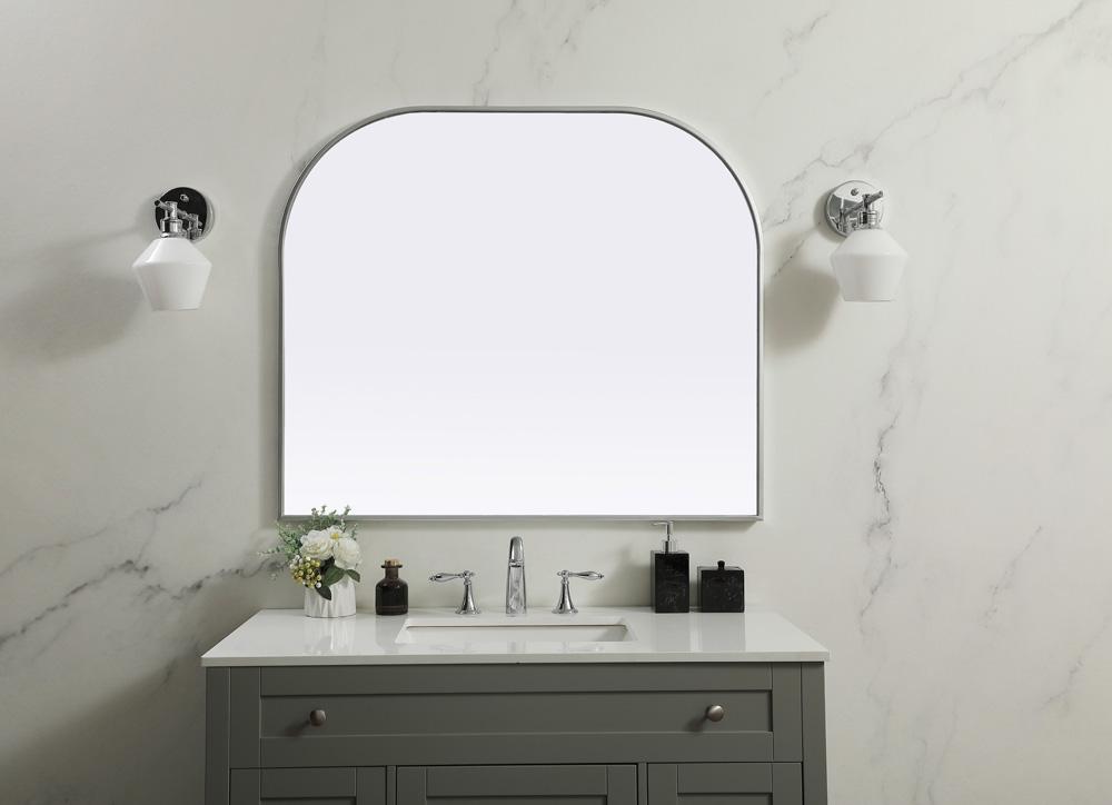 Elegant Furniture & Lighting - Blaire Metal Frame Arch Mirror 40x34 Inch in Silver - MR1B4034SIL veiw 2