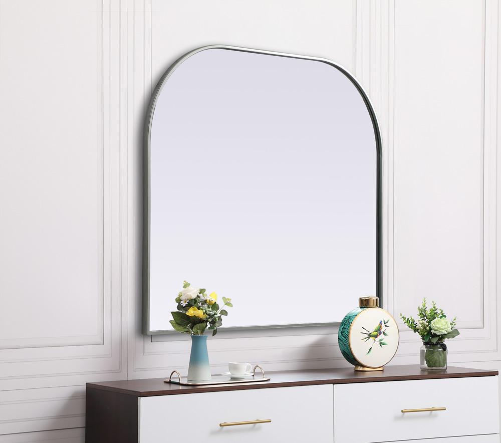 Elegant Furniture & Lighting - Blaire Metal Frame Arch Mirror 40x34 Inch in Silver - MR1B4034SIL veiw 5