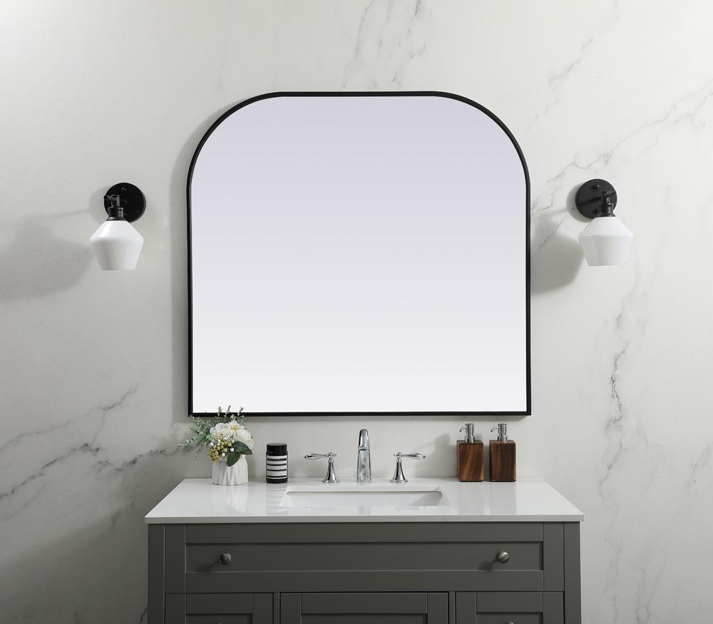 Elegant Furniture & Lighting - Blaire Metal Frame Arch Mirror 40x38 Inch in Black - MR1B4038BLK veiw 2