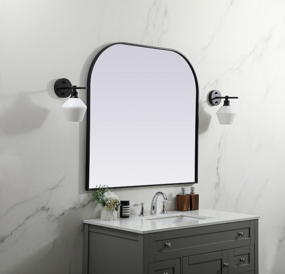 Elegant Furniture & Lighting - Blaire Metal Frame Arch Mirror 40x38 Inch in Black - MR1B4038BLK veiw 3
