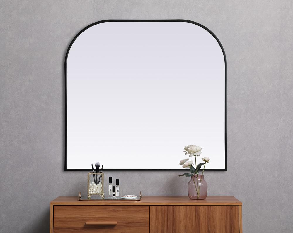 Elegant Furniture & Lighting - Blaire Metal Frame Arch Mirror 40x38 Inch in Black - MR1B4038BLK veiw 4