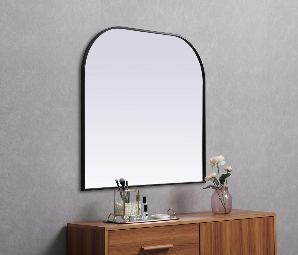 Elegant Furniture & Lighting - Blaire Metal Frame Arch Mirror 40x38 Inch in Black - MR1B4038BLK veiw 5