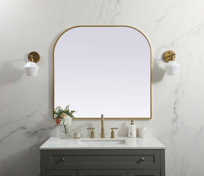 Elegant Furniture & Lighting - Blaire Metal Frame Arch Mirror 40x38 Inch in Brass - MR1B4038BRS veiw 2