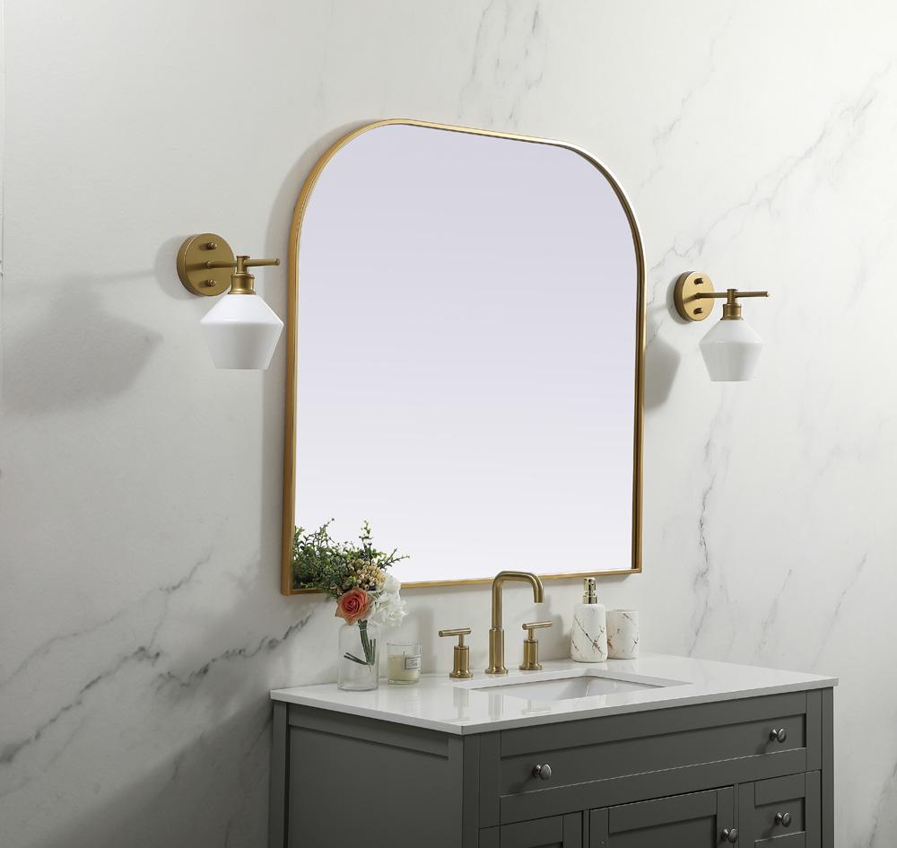 Elegant Furniture & Lighting - Blaire Metal Frame Arch Mirror 40x38 Inch in Brass - MR1B4038BRS veiw 3