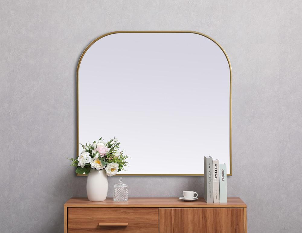Elegant Furniture & Lighting - Blaire Metal Frame Arch Mirror 40x38 Inch in Brass - MR1B4038BRS veiw 4