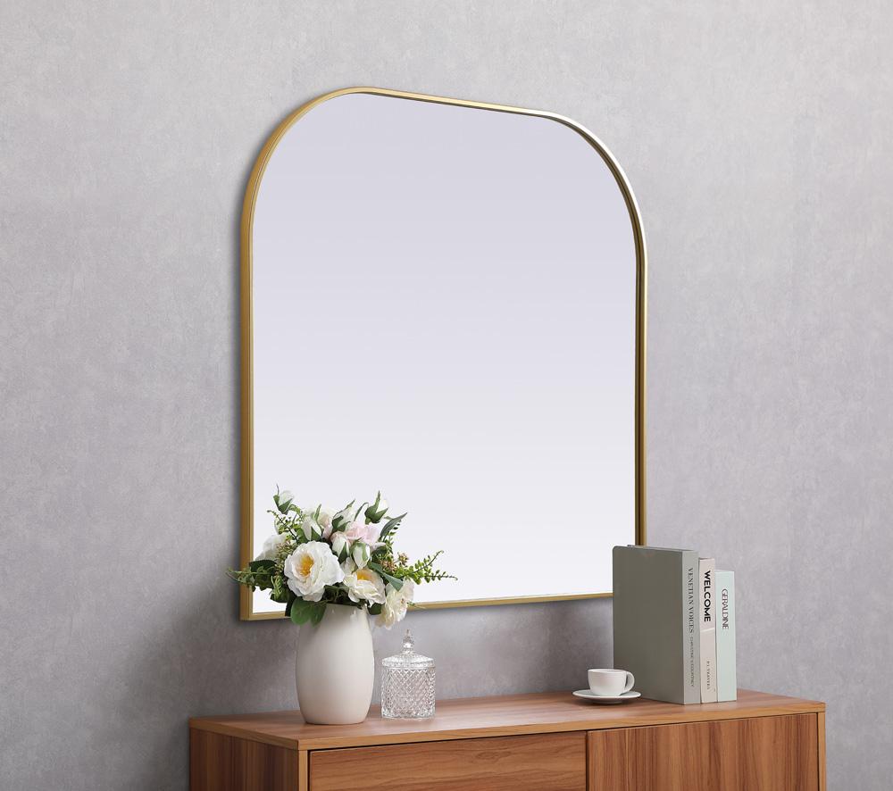 Elegant Furniture & Lighting - Blaire Metal Frame Arch Mirror 40x38 Inch in Brass - MR1B4038BRS veiw 5