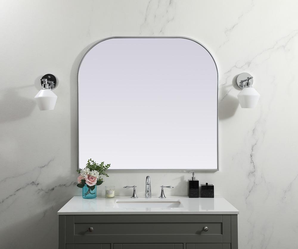 Elegant Furniture & Lighting - Blaire Metal Frame Arch Mirror 40x38 Inch in Silver - MR1B4038SIL veiw 2