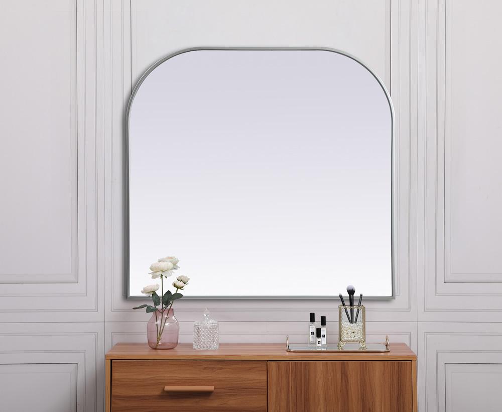 Elegant Furniture & Lighting - Blaire Metal Frame Arch Mirror 40x38 Inch in Silver - MR1B4038SIL veiw 4