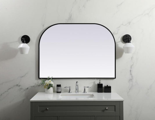 Elegant Furniture & Lighting - Blaire Metal Frame Arch Mirror 42x30 Inch in Black - MR1B4230BLK veiw 2