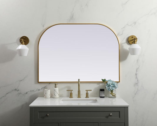 Elegant Furniture & Lighting - Blaire Metal Frame Arch Mirror 42x30 Inch in Brass - MR1B4230BRS veiw 2