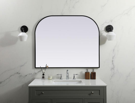 Elegant Furniture & Lighting - Blaire Metal Frame Arch Mirror 42x34 Inch in Black - MR1B4234BLK veiw 2